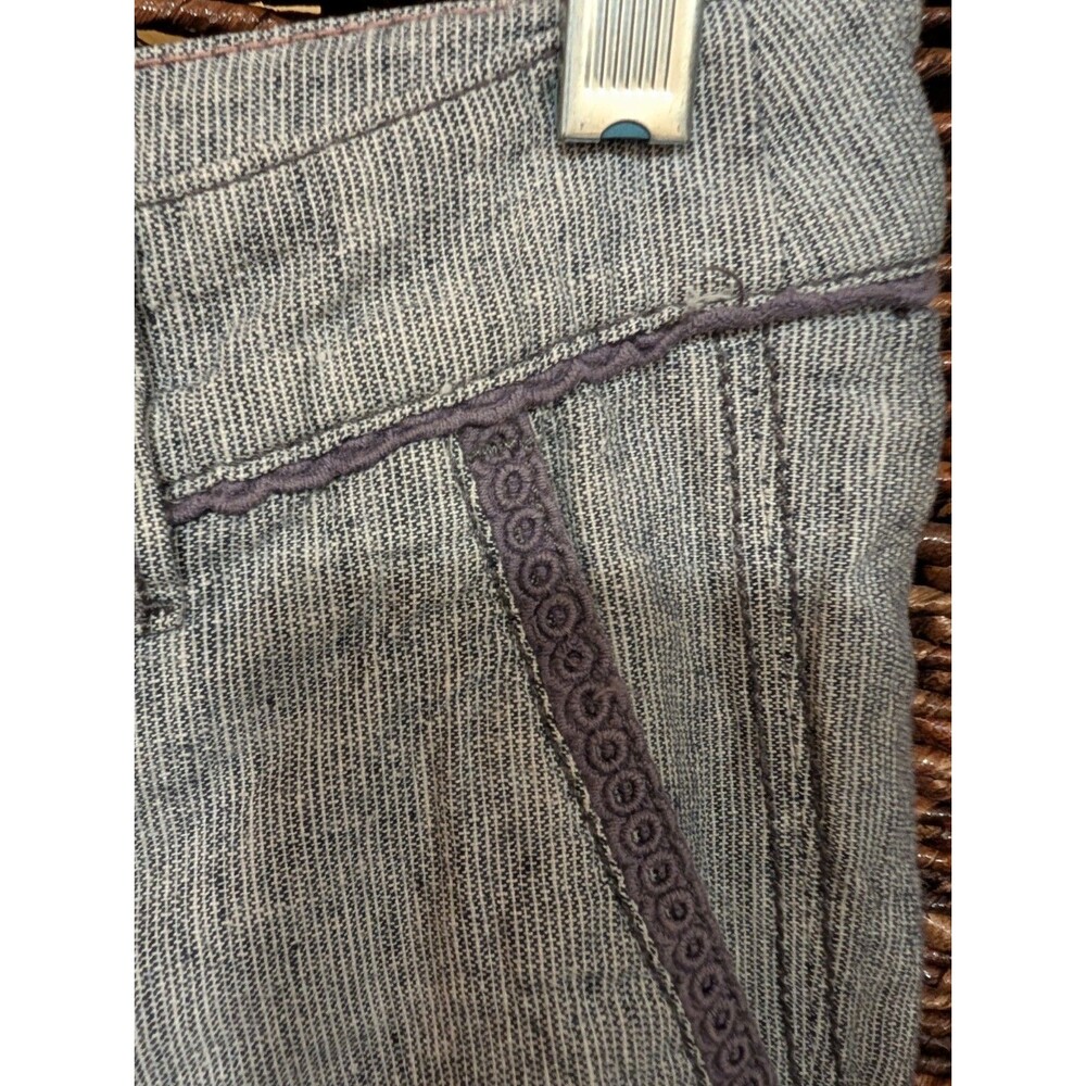 Anthropologie Pilcro Linen Embroidered Lace Wide Leg Low Rise Pants 2P Petite - Picture 4 of 11